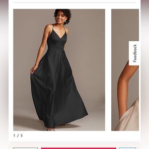 Size 20, black: spaghetti strap satin a-line long bridesmaid dress